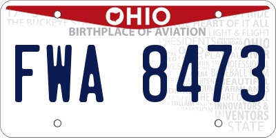 OH license plate FWA8473