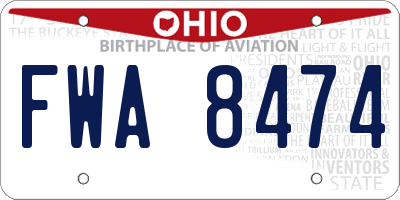 OH license plate FWA8474