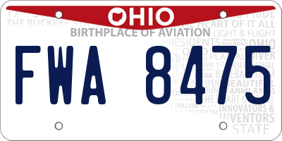 OH license plate FWA8475