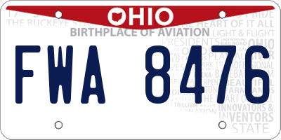 OH license plate FWA8476