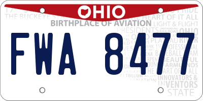 OH license plate FWA8477