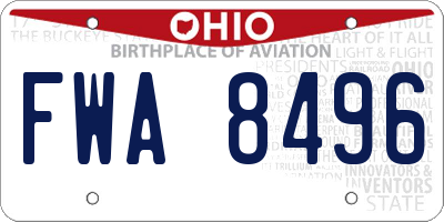 OH license plate FWA8496