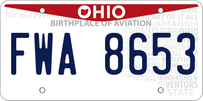 OH license plate FWA8653