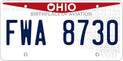 OH license plate FWA8730