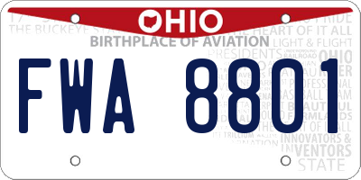 OH license plate FWA8801