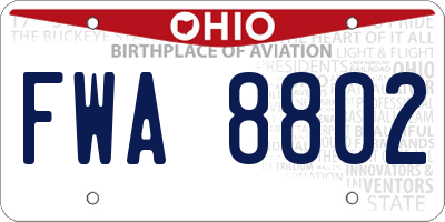 OH license plate FWA8802