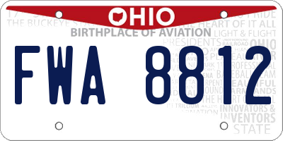 OH license plate FWA8812