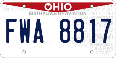 OH license plate FWA8817