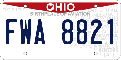 OH license plate FWA8821