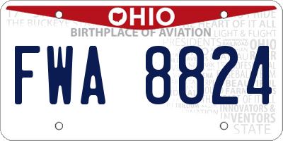 OH license plate FWA8824