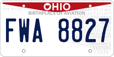 OH license plate FWA8827