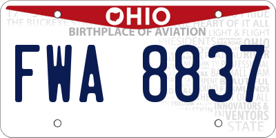 OH license plate FWA8837