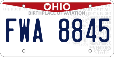 OH license plate FWA8845