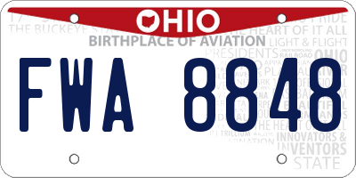 OH license plate FWA8848