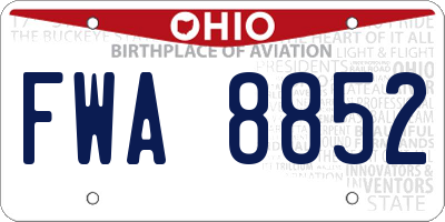 OH license plate FWA8852