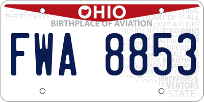 OH license plate FWA8853