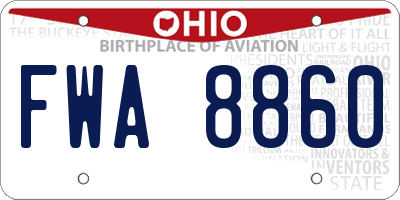 OH license plate FWA8860