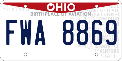 OH license plate FWA8869