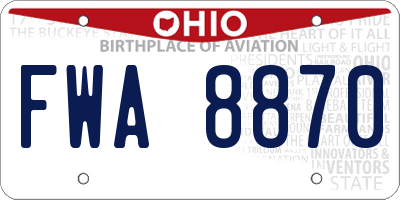 OH license plate FWA8870