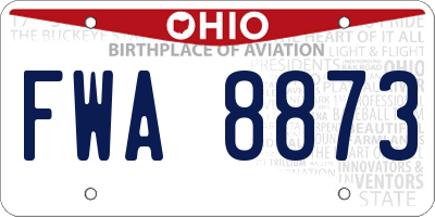 OH license plate FWA8873