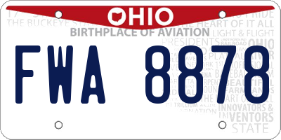 OH license plate FWA8878