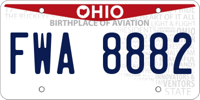 OH license plate FWA8882