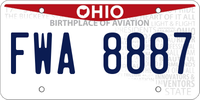 OH license plate FWA8887