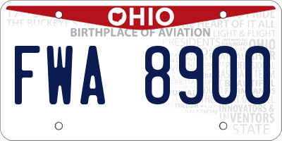 OH license plate FWA8900