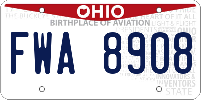 OH license plate FWA8908