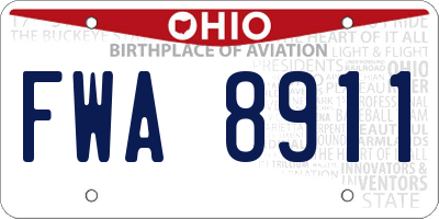 OH license plate FWA8911