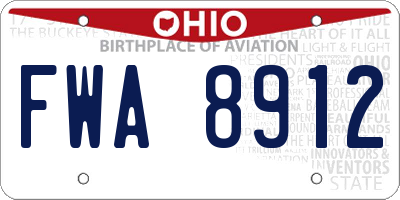 OH license plate FWA8912