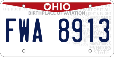 OH license plate FWA8913