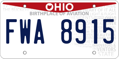 OH license plate FWA8915