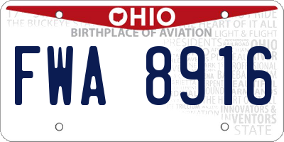 OH license plate FWA8916