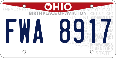 OH license plate FWA8917