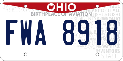 OH license plate FWA8918