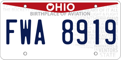 OH license plate FWA8919