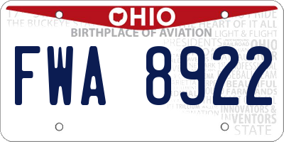 OH license plate FWA8922