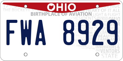 OH license plate FWA8929