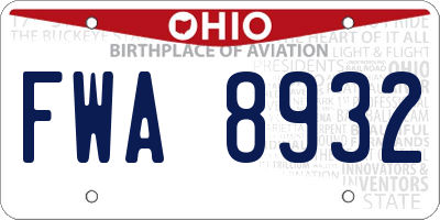 OH license plate FWA8932