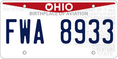 OH license plate FWA8933