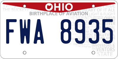 OH license plate FWA8935