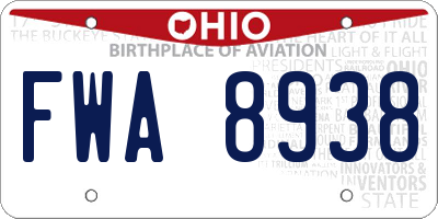 OH license plate FWA8938