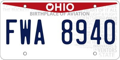 OH license plate FWA8940