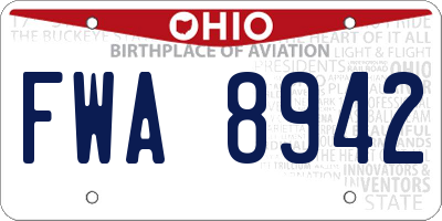 OH license plate FWA8942