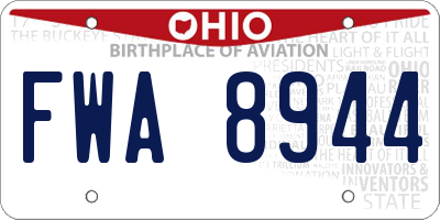 OH license plate FWA8944