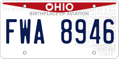 OH license plate FWA8946