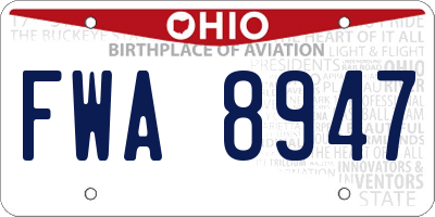 OH license plate FWA8947