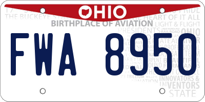 OH license plate FWA8950