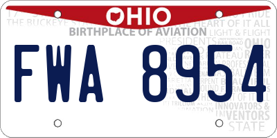 OH license plate FWA8954